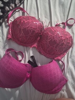 Two Victorian Secret  34 D BRAS. NEW. One Still Has Tags On.